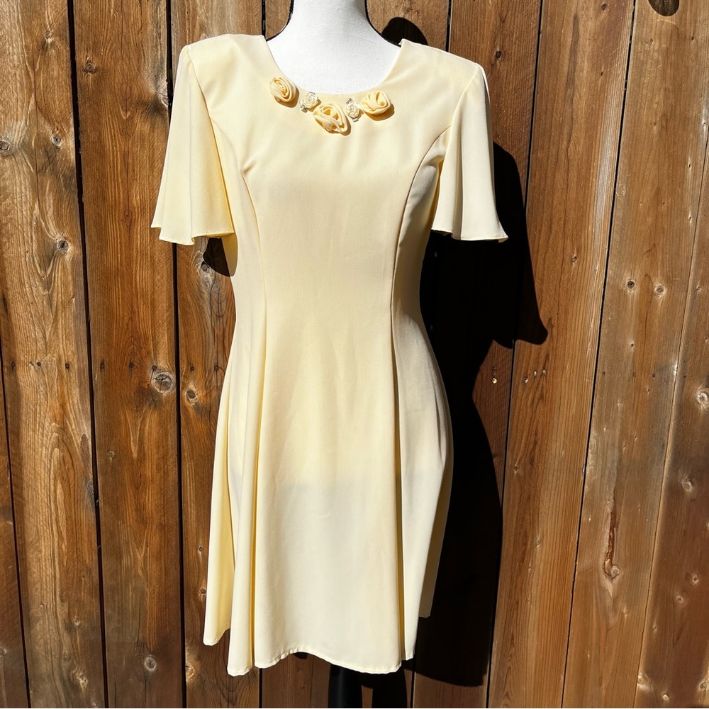 CDC Cream Mini Dress with Floral Details